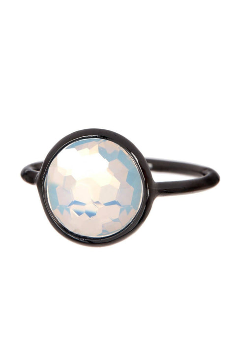 Moonstone Crystal Ring In Gunmetal - SF