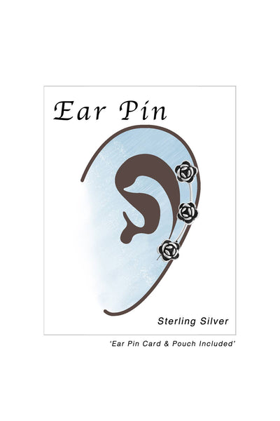 Sterling Silver Rose Ear Pin - SS