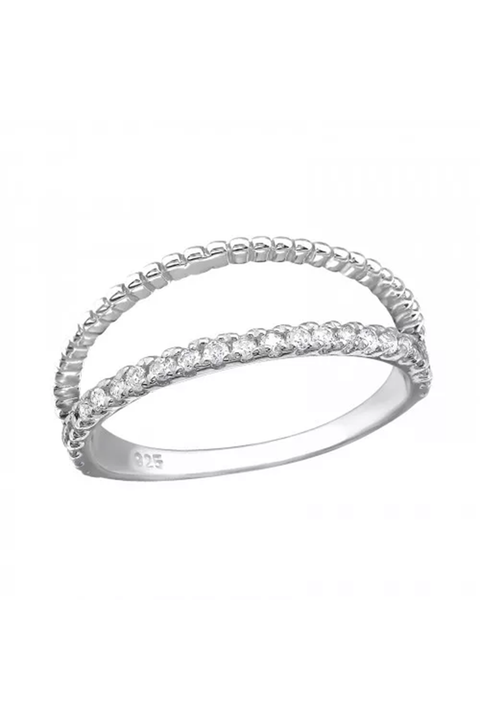 Sterling Silver Open Band Ring With CZ - SS
