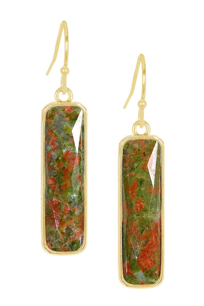 Unakite Rectangle Drop Earrings - GF