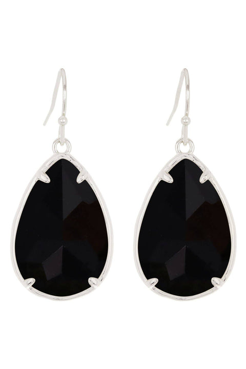 Black Onyx Fancy Cut Drop Earrings - SF