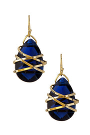 London Blue Crystal Wrapped Earrings In Gold - GF