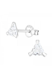Sterling Silver Triangle 6mm Ear Studs With CZ - SS
