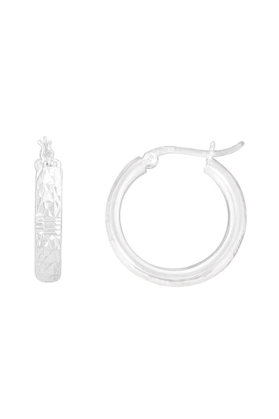 Sterling Silver Diamond Cut Hoop Earrings - SS