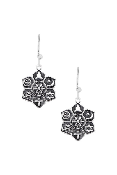 Sterling Silver Coexist Harmony Lotus Earrings - SS