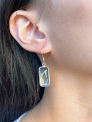 Black Pearl Rectangle Earrings - SF